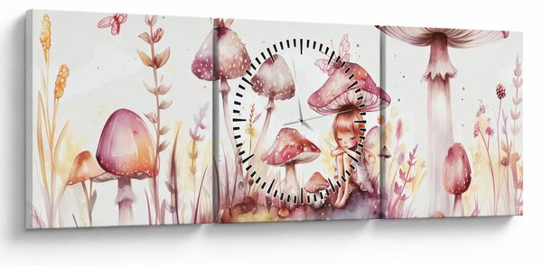 Obraz - Różowa wróżka (z zegarem) (90x30 cm)