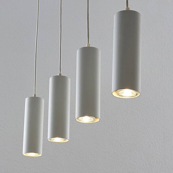 Lampa wisząca Joffrey Lindby, możliwość ściemniania, biały / opal, salon / jadalnia, metal, nowoczesny