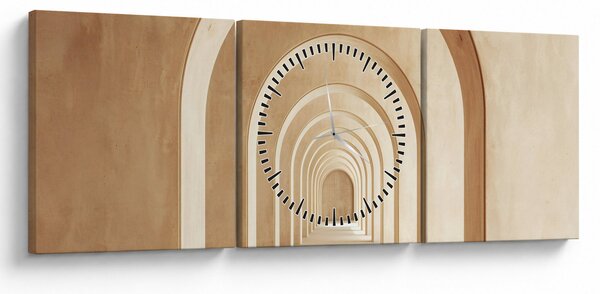 Obraz - Beżowe przejście (z zegarem) (90x30 cm)