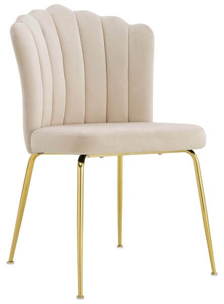 EMWOmeble Krzesło Glamour beżowe #5 C-951 / welur, złote nogi