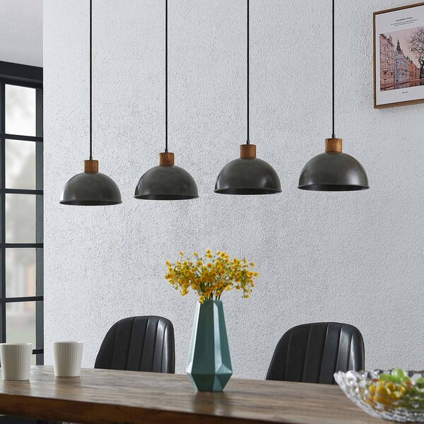 Lampa wisząca Durbis Lindby, możliwość ściemniania, jasne drewno, salon / jadalnia, drewno, vintage