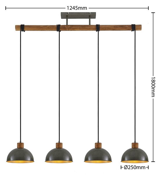 Lampa wisząca Durbis Lindby, możliwość ściemniania, jasne drewno, salon / jadalnia, drewno, vintage