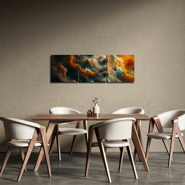 Obraz - Twarz w kosmosie (z zegarem) (90x30 cm)