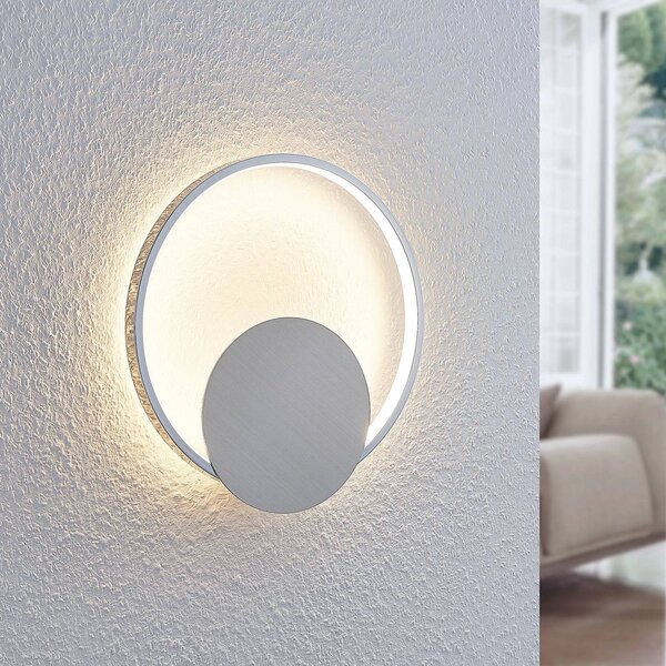 Kinkiet LED Anays Lindby, aluminiowy / szary / cynkowy, salon / jadalnia, tworzywo sztuczne, nowoczesny