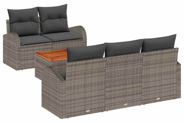 Zestaw Mebli Ogrodowych Komplet Wypoczynkowy Z Poduszkami 6-Częściowy Szary Rattan Na Taras Balkon Ogród