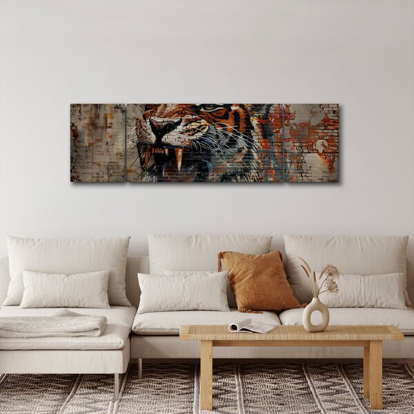 Obraz - Tygrys z cegieł (170x50 cm)