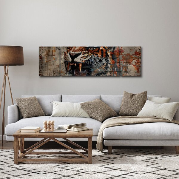 Obraz - Tygrys z cegieł (170x50 cm)