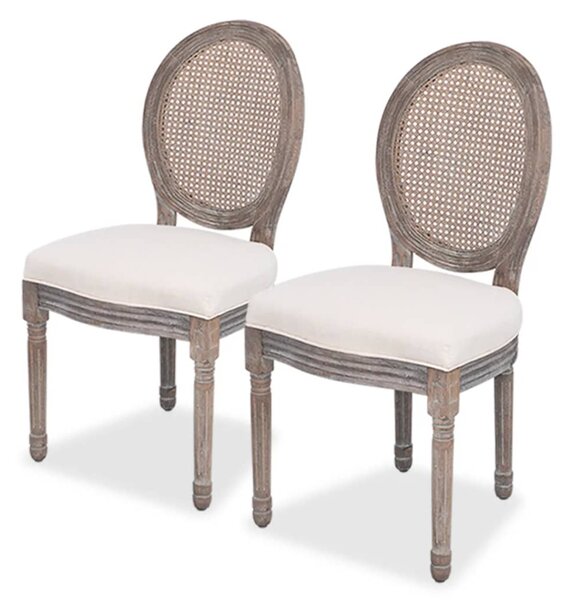 Krzesła stołowe, 2 szt., kremowe, obite tkaniną