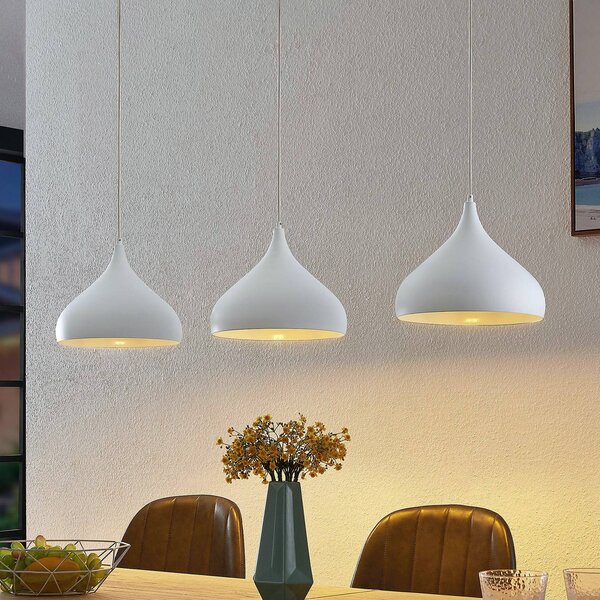 Lampa wisząca Elamira Lindby, możliwość ściemniania, biały / opal, salon / jadalnia, metal, nowoczesny