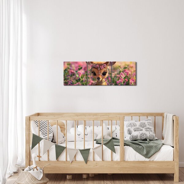 Obraz - Urocza sarna (z zegarem) (90x30 cm)