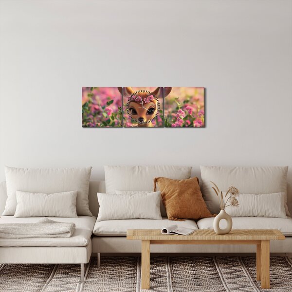 Obraz - Urocza sarna (z zegarem) (90x30 cm)