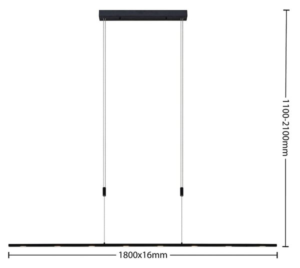 Lampa wisząca Stakato Lucande, możliwość ściemniania, czarny, salon / jadalnia, metal, nowoczesny