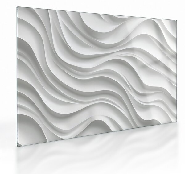 Obraz na szkle - 3D białe fale (70x50 cm)