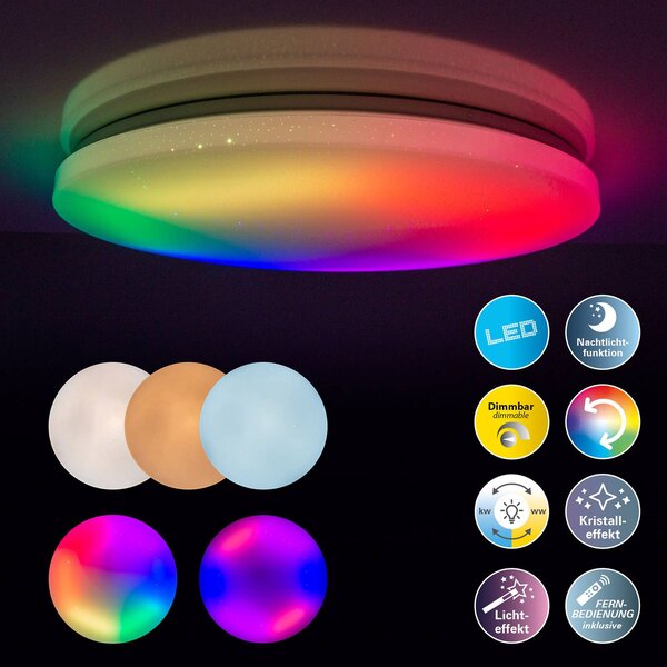 Näve Lampa sufitowa LED Rainbow, możliwość ściemniania, biały / opal, przedpokój, tworzywo sztuczne, nowoczesny