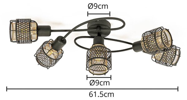 Lampa sufitowa Eudoria Lindby, możliwość ściemniania, czarny, salon / jadalnia, metal, nowoczesny