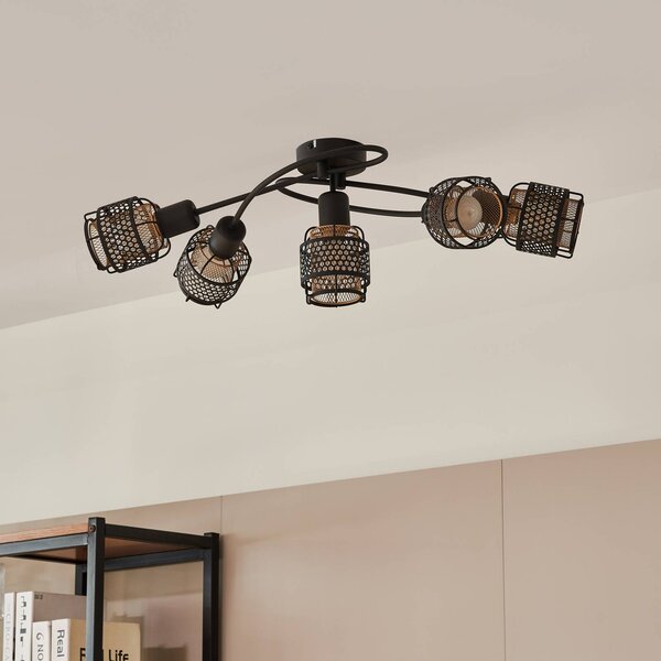 Lampa sufitowa Eudoria Lindby, możliwość ściemniania, czarny, salon / jadalnia, metal, nowoczesny