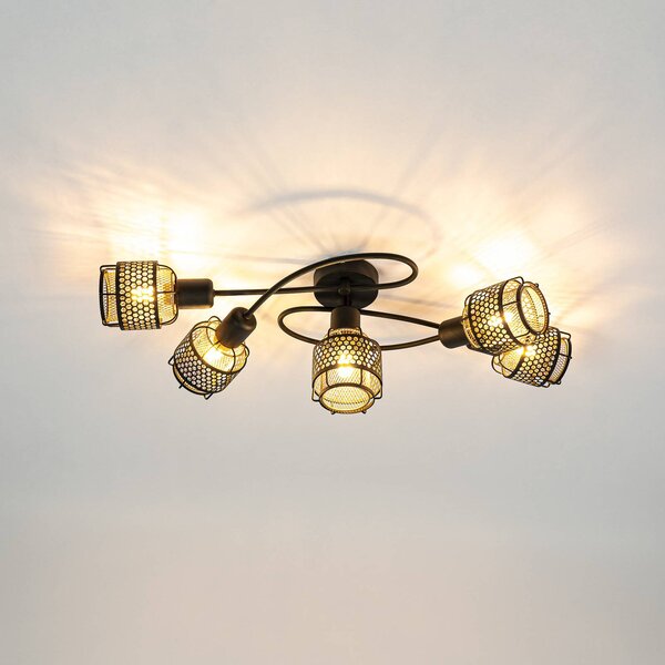 Lampa sufitowa Eudoria Lindby, możliwość ściemniania, czarny, salon / jadalnia, metal, nowoczesny