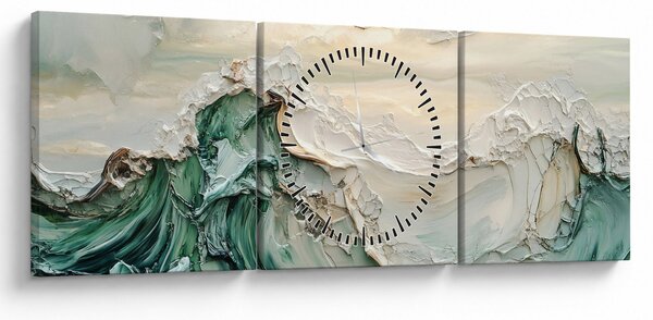 Obraz - 3D abstrakcja morza (z zegarem) (90x30 cm)
