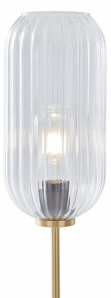 Lampa podłogowa w stylu art deco z mosiądzu z przezroczystym szkłem - Rid