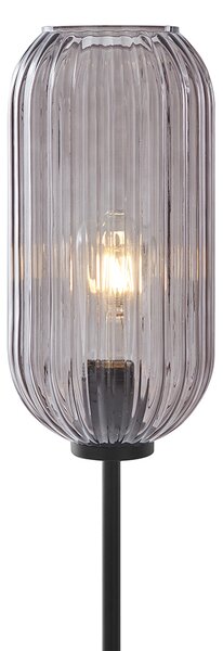 Lampa stojąca art deco czarna z dymionym szkłem - Rid