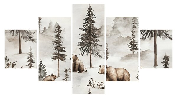 Obraz - Las z niedźwiedziami (125x70 cm)
