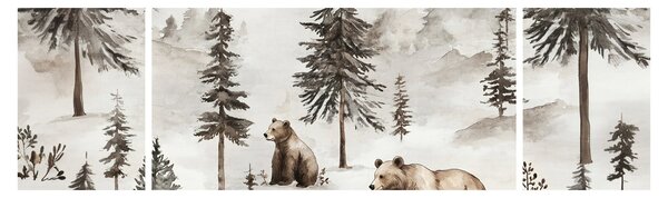 Obraz - Las z niedźwiedziami (170x50 cm)
