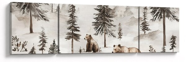 Obraz - Las z niedźwiedziami (170x50 cm)
