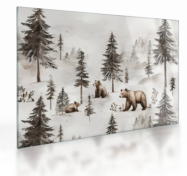 Obraz na szkle - Las z niedźwiedziami (70x50 cm)
