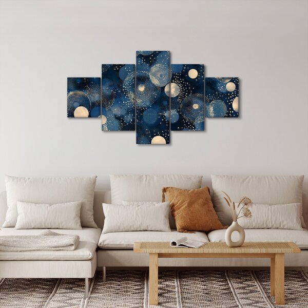 Obraz - Niebiesko-złote pierścienie (125x70 cm)