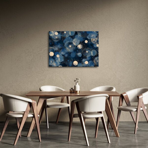 Obraz - Niebiesko-złote pierścienie (70x50 cm)