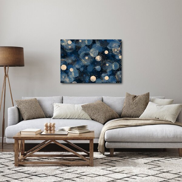 Obraz - Niebiesko-złote pierścienie (70x50 cm)