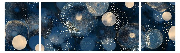 Obraz - Niebiesko-złote pierścienie (170x50 cm)