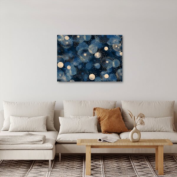 Obraz - Niebiesko-złote pierścienie (70x50 cm)