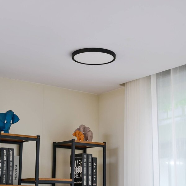 Lampa sufitowa LED Pravin Lindby, czarny, salon / jadalnia, tworzywo sztuczne, nowoczesny