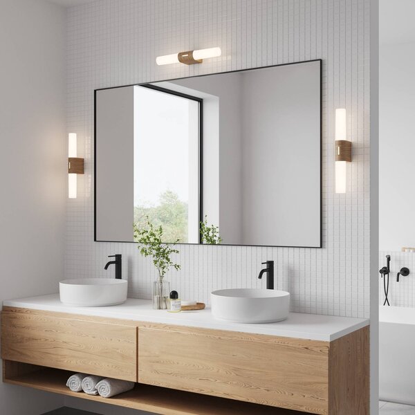 Nordlux Kinkiet Helva Double Basic, jasne drewno, łazienka, tworzywo sztuczne