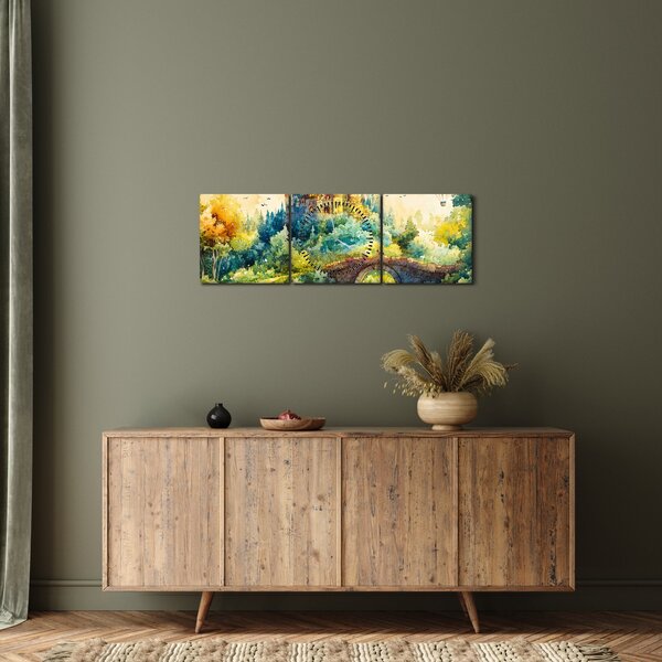 Obraz - Baśniowy zamek (z zegarem) (90x30 cm)