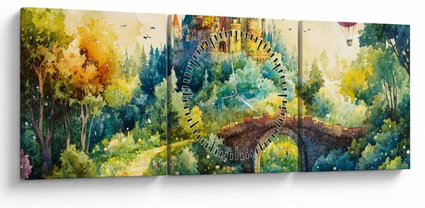 Obraz - Baśniowy zamek (z zegarem) (90x30 cm)