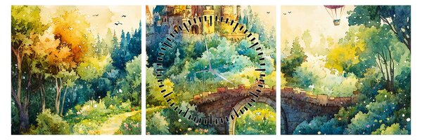 Obraz - Baśniowy zamek (z zegarem) (90x30 cm)