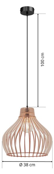 Lampa wisząca Barrel TEMAR LIGHTING, możliwość ściemniania, jasne drewno, salon / jadalnia, drewno, dworkowy / rustykalny