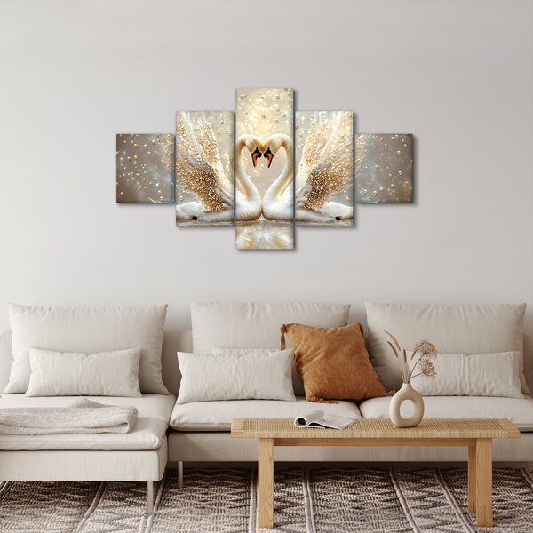 Obraz - Złote łabędzie (125x70 cm)