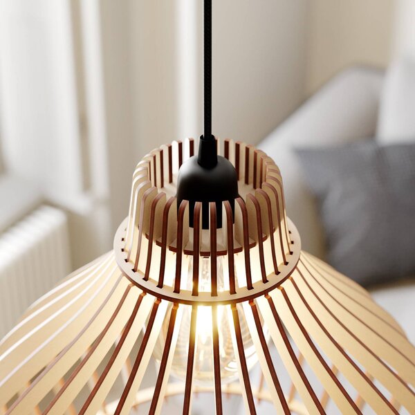 Lampa wisząca Barrel TEMAR LIGHTING, możliwość ściemniania, jasne drewno, salon / jadalnia, drewno, dworkowy / rustykalny