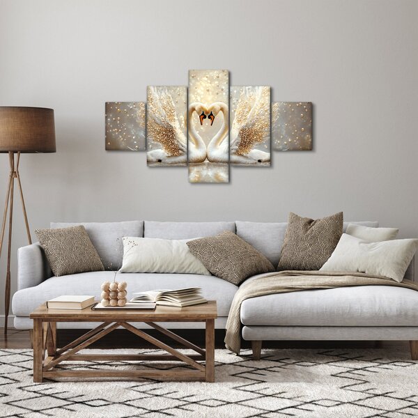Obraz - Złote łabędzie (125x70 cm)