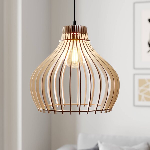 Lampa wisząca Barrel TEMAR LIGHTING, możliwość ściemniania, jasne drewno, salon / jadalnia, drewno, dworkowy / rustykalny