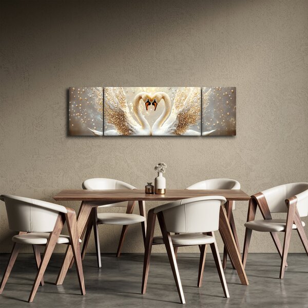 Obraz - Złote łabędzie (170x50 cm)