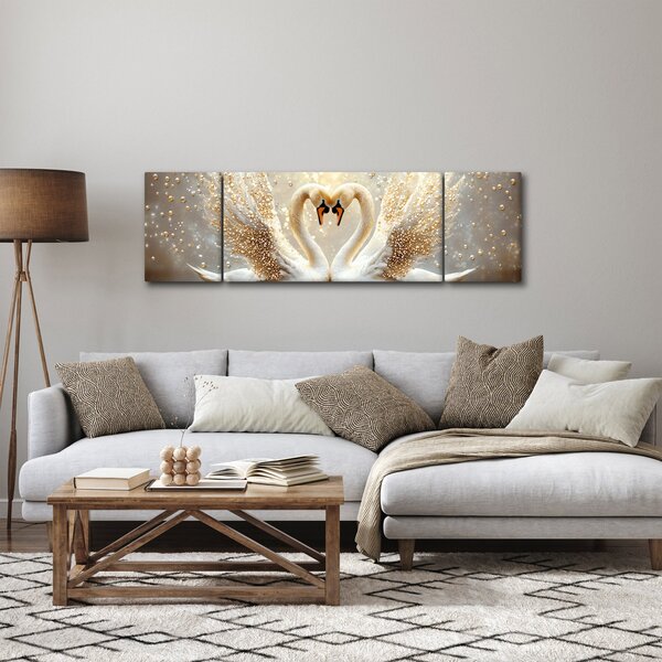Obraz - Złote łabędzie (170x50 cm)