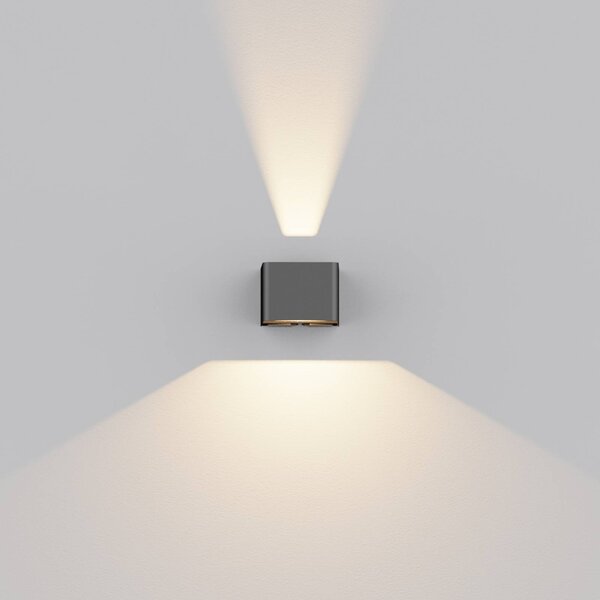 The Light Group Kinkiet zewnętrzny LED SLC Shadow, możliwość ściemniania, czarny, aluminium, nowoczesny