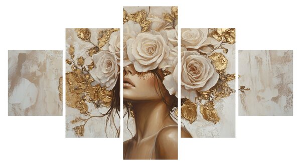 Obraz - Dziewczyna z różami (125x70 cm)