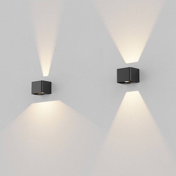 The Light Group Kinkiet zewnętrzny LED SLC Shadow, możliwość ściemniania, czarny, aluminium, nowoczesny