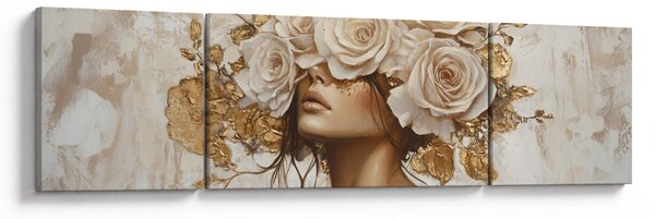 Obraz - Dziewczyna z różami (170x50 cm)