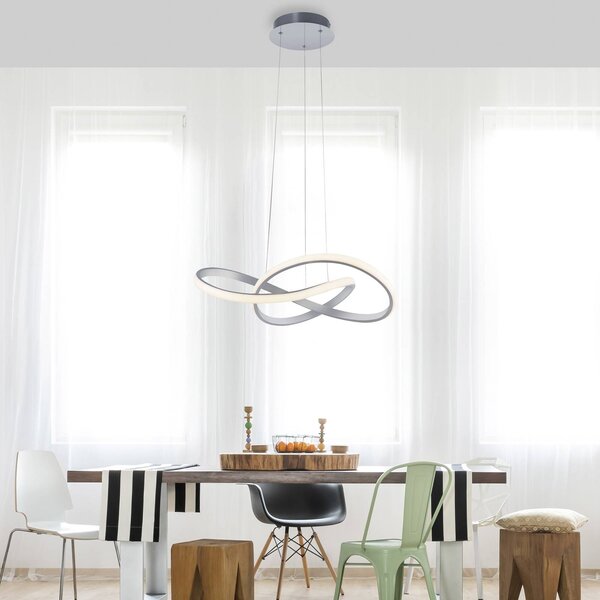 JUST LIGHT. GmbH Lampa wisząca Maria, możliwość ściemniania, aluminiowy / szary / cynkowy, sypialnia, aluminium, nowoczesny